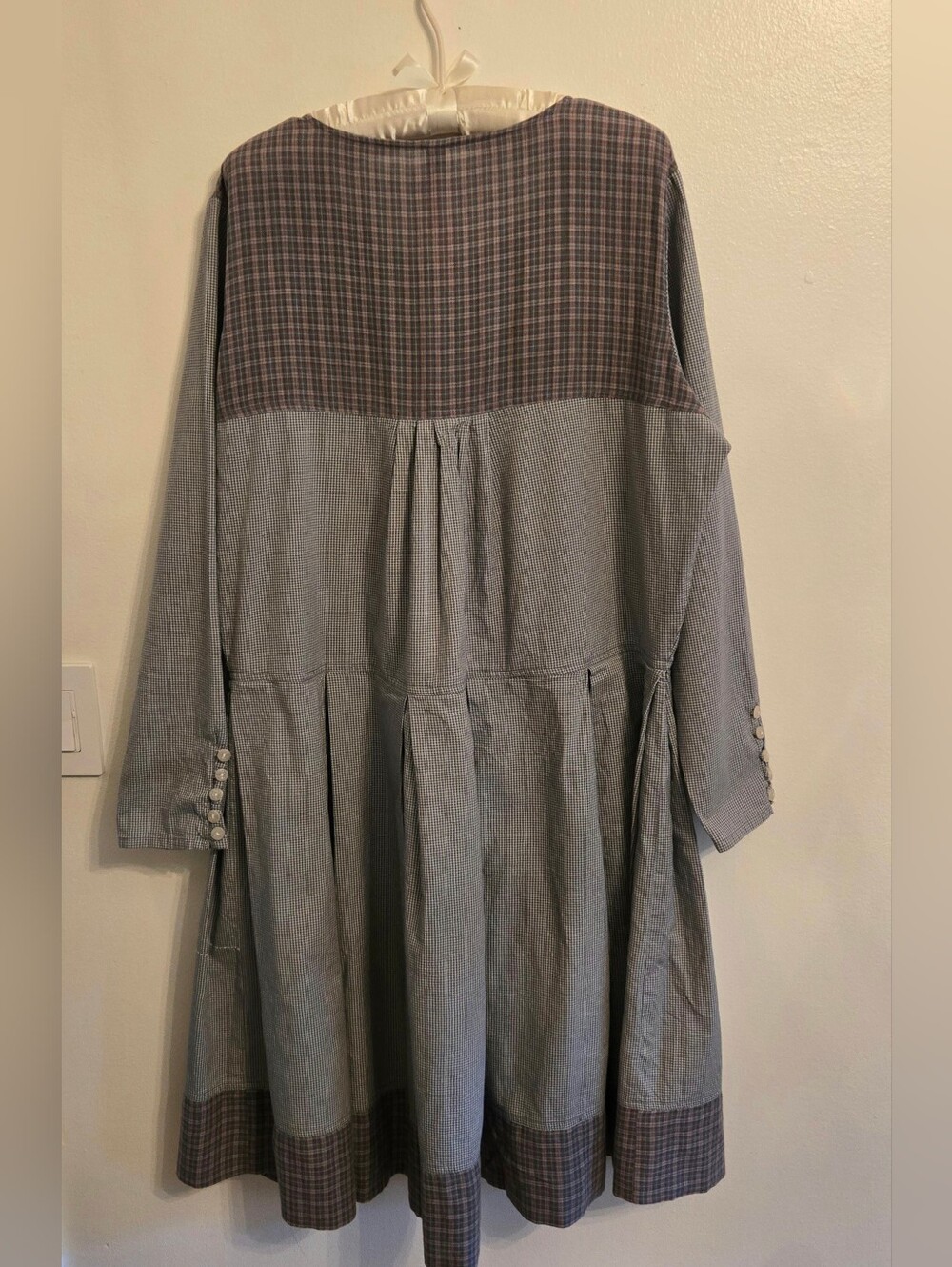 Ewa i Walla Cotton Plaid Drop Waist Midi Dress Oversized Womens Large - Picture 2 of 8